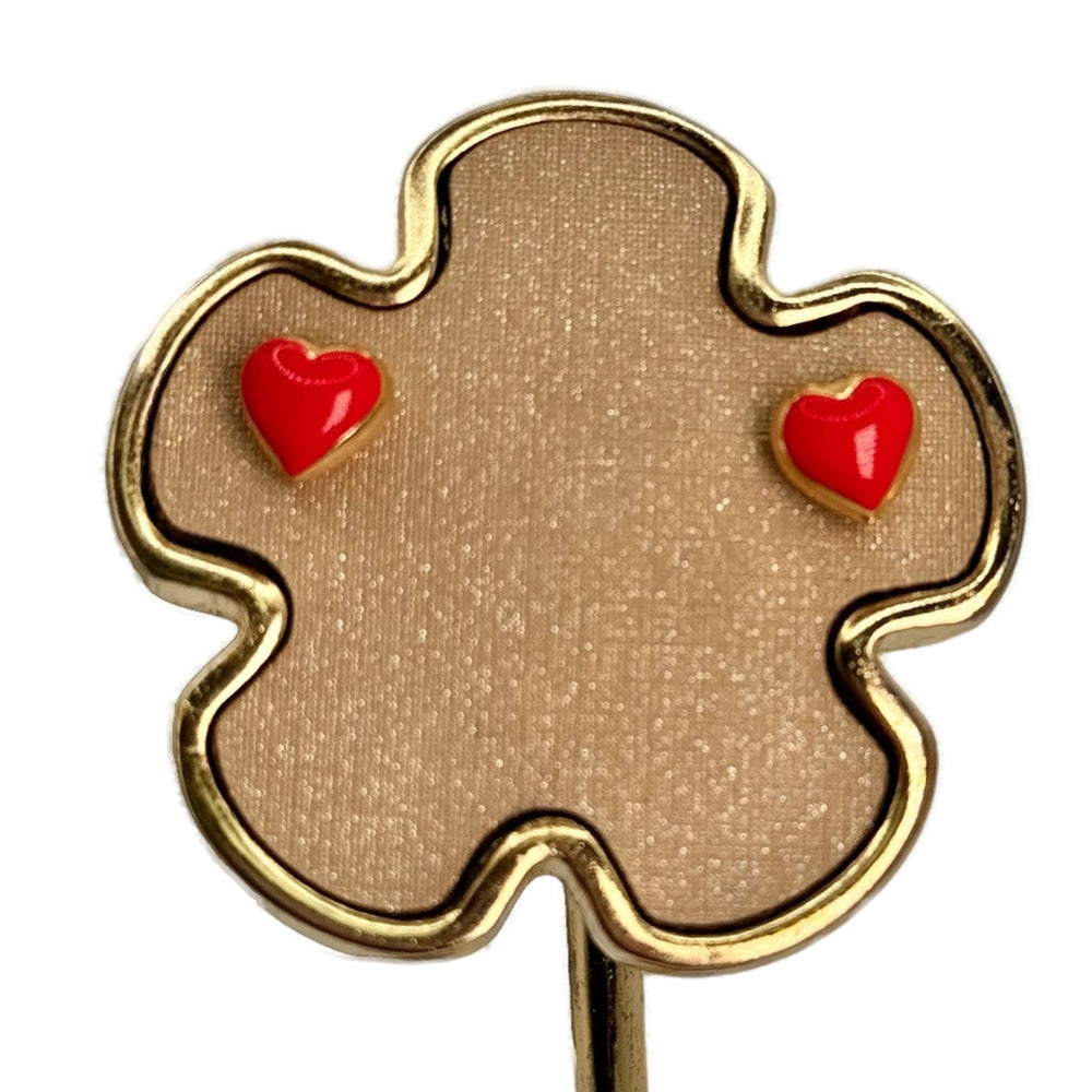 RED PUFF HEART EARRINGS