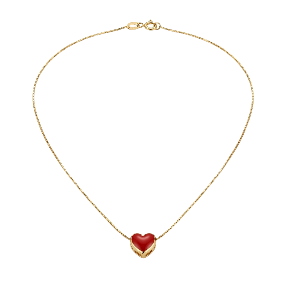 HEART RED PUFF NECKLACE