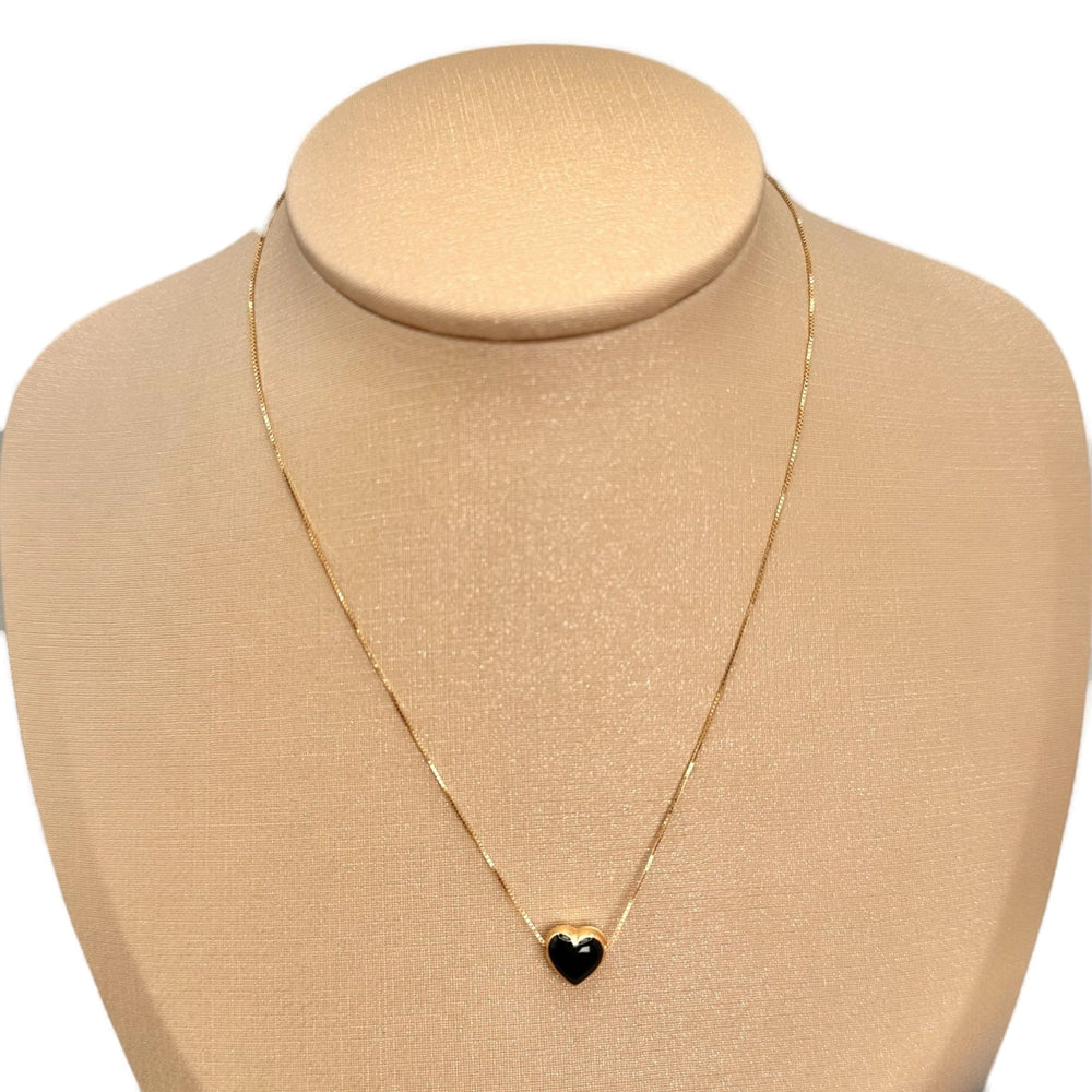 BLACK PUFF HEART NEACKLACE