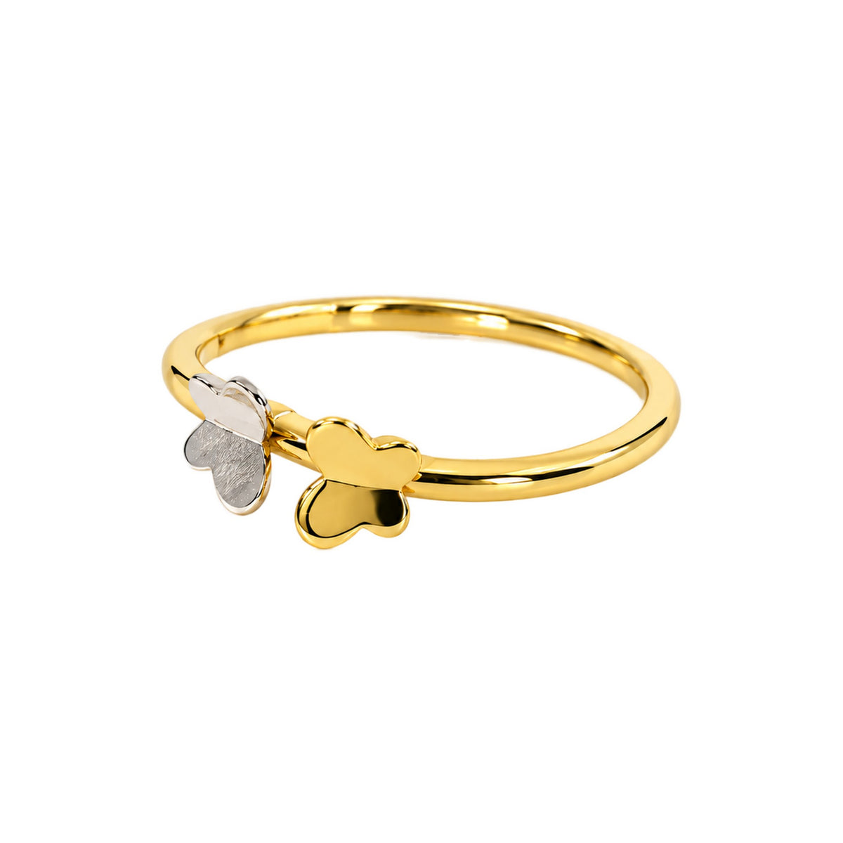 Anillo de mariposa delicada de oro bicolor