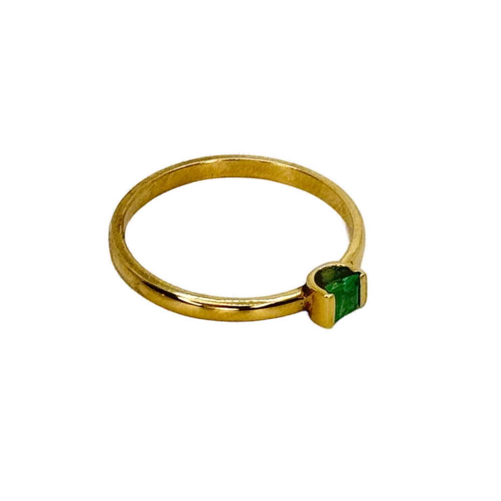 Anillo Esmeralda cuadrado 14K