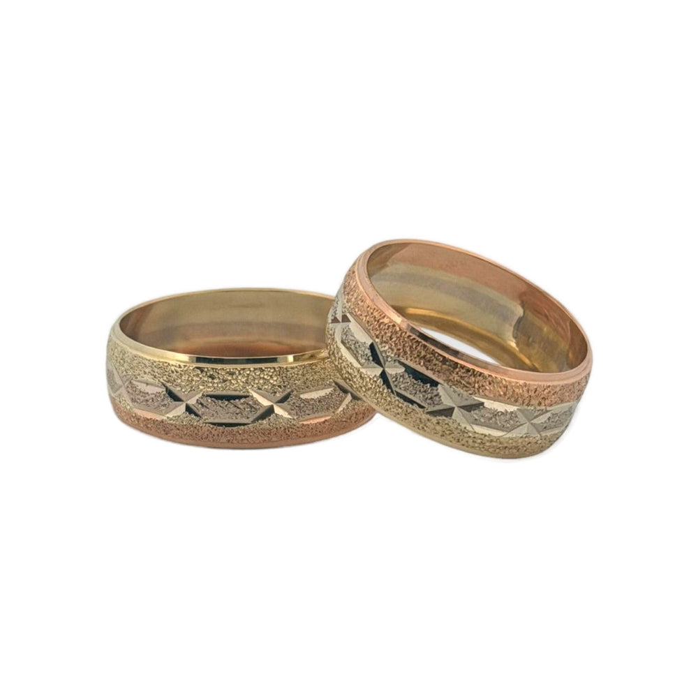 Two-Tone Diamond-Cut Wedding Bands
