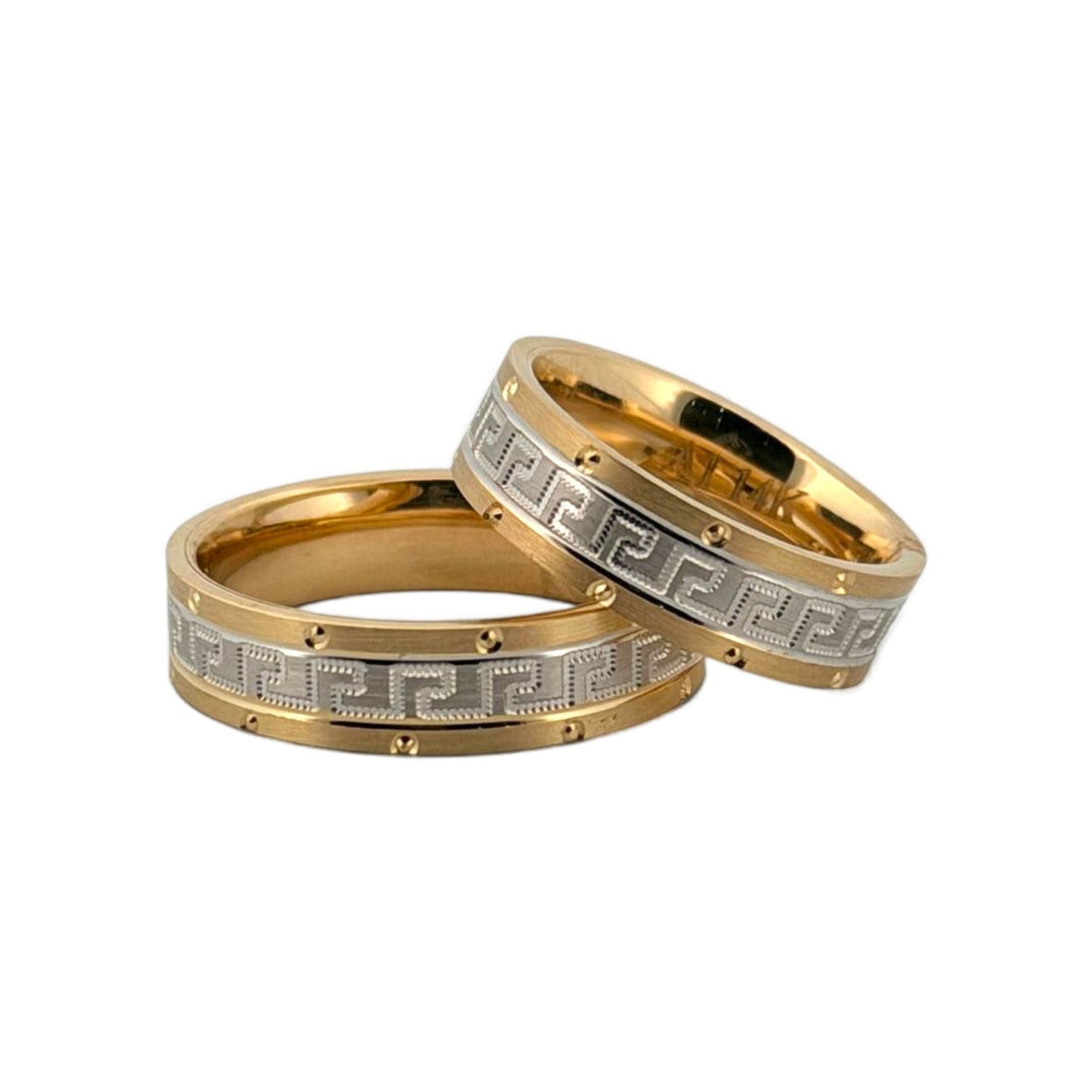Argollas de matrimonio de oro con greca clásica