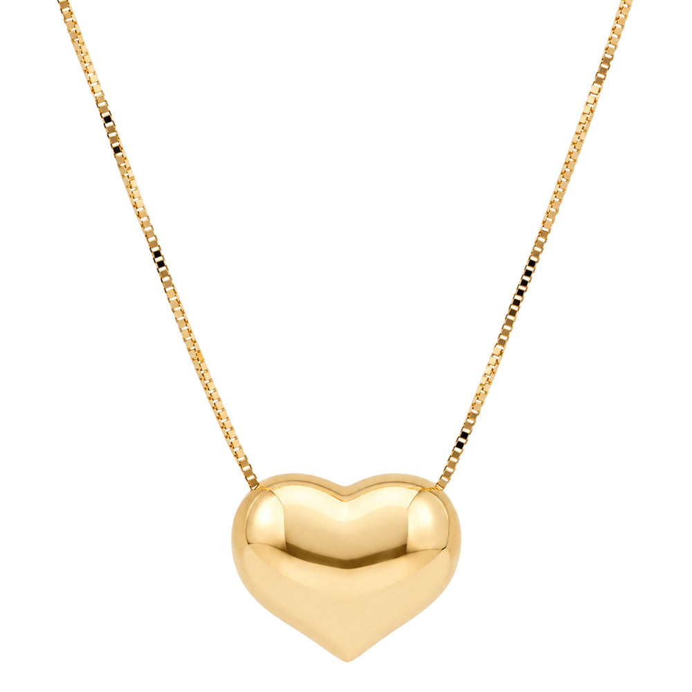 18K Rose Gold Puff Heart Necklace