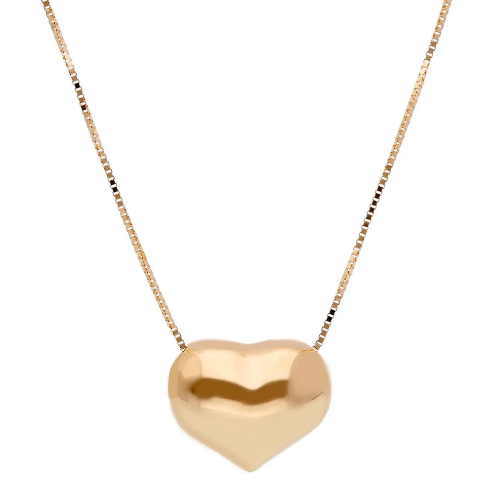 18K Rose Gold Puff Heart Necklace