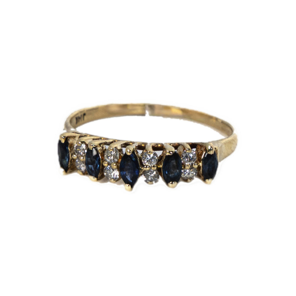 14K Sapphire and Diamond Ring Size 10