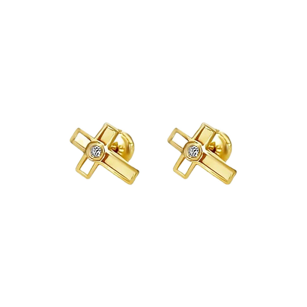 18K Cross Stud Earrings