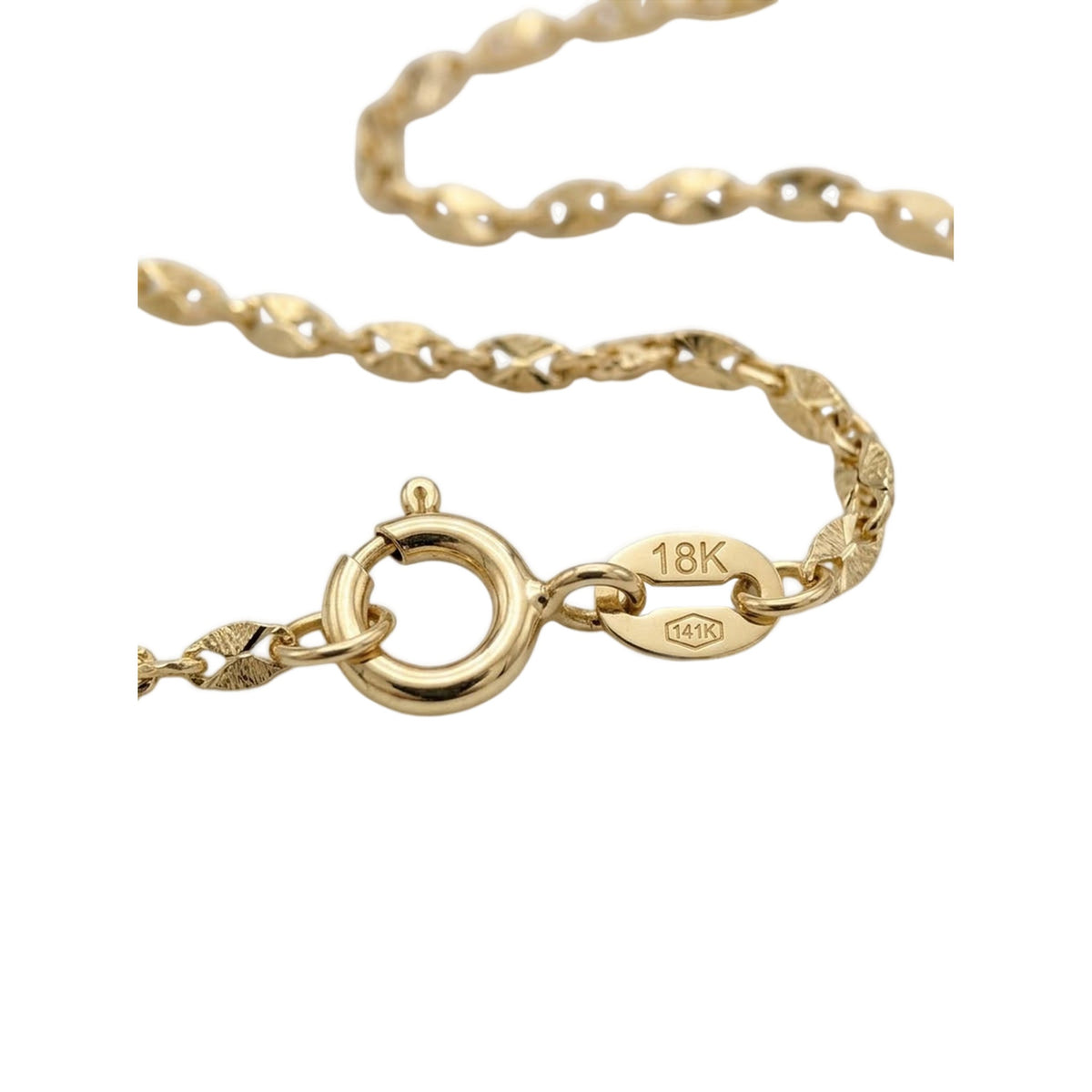 18K Diamond-Cut Link Chain 17.5"