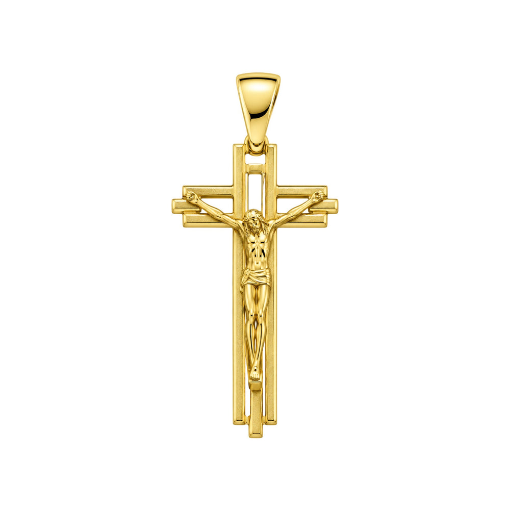 18K Geometric Crucifix Pendant