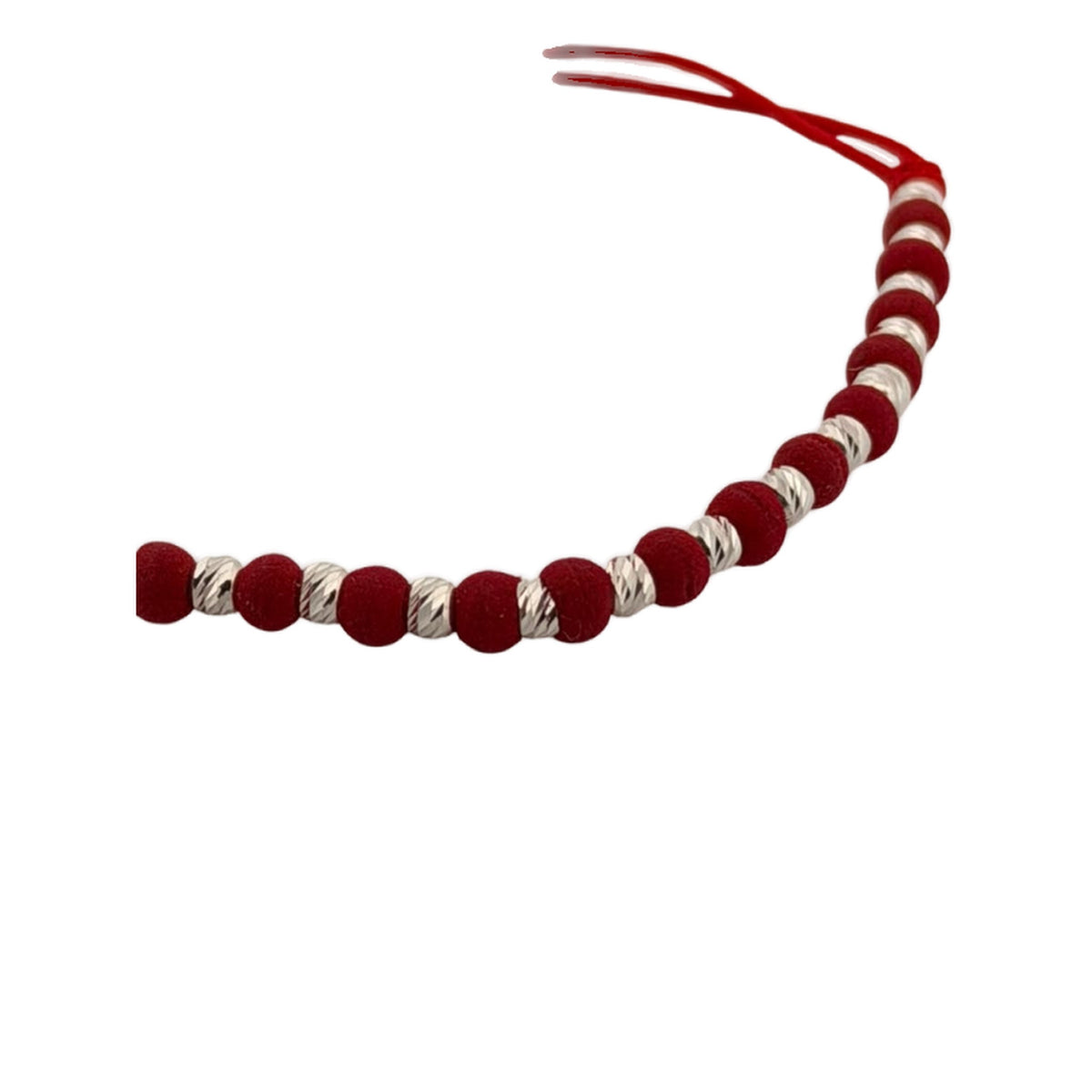 925 Silver Bead Bracelet – Red Cord