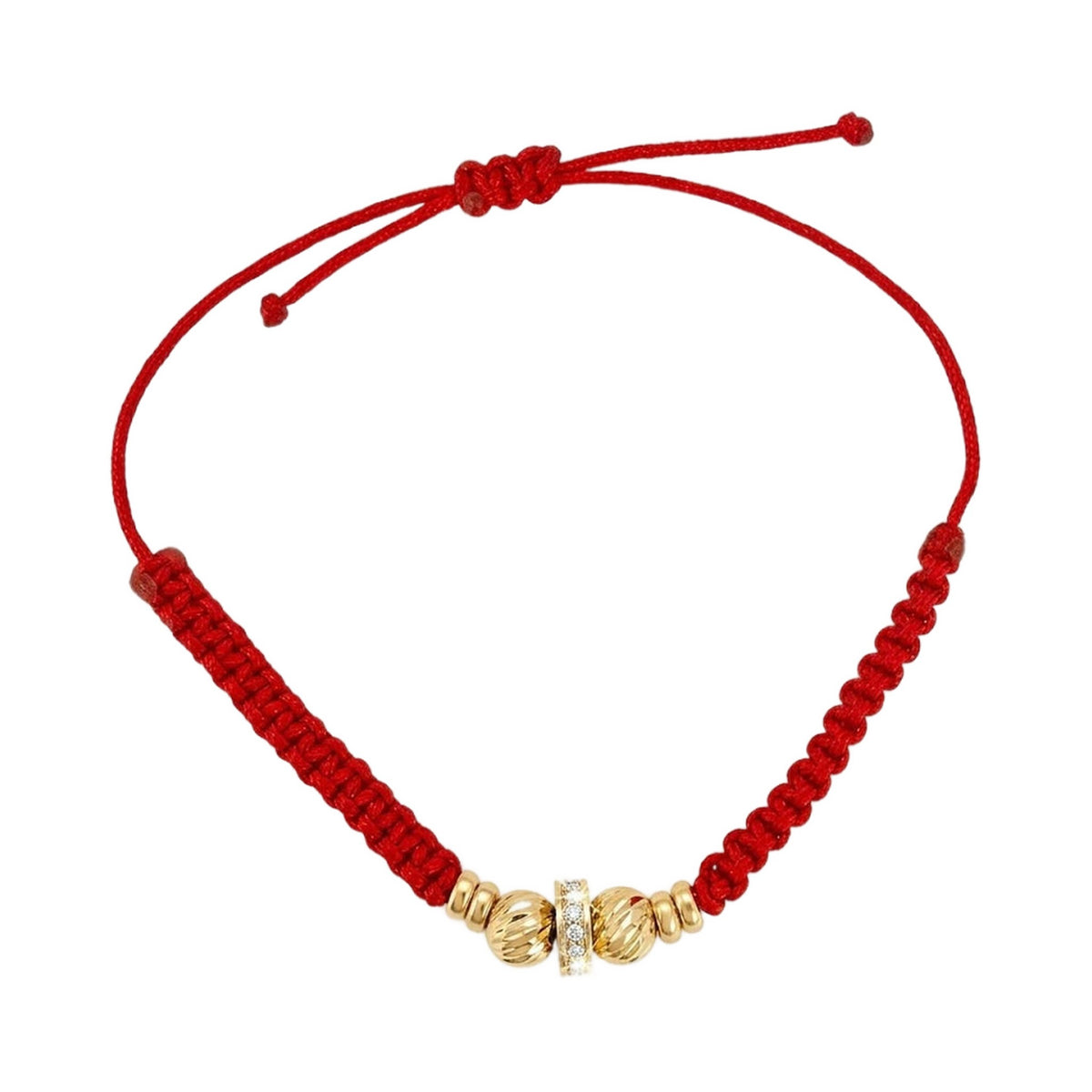 Red Thread Gold Charm Bracelet 18K