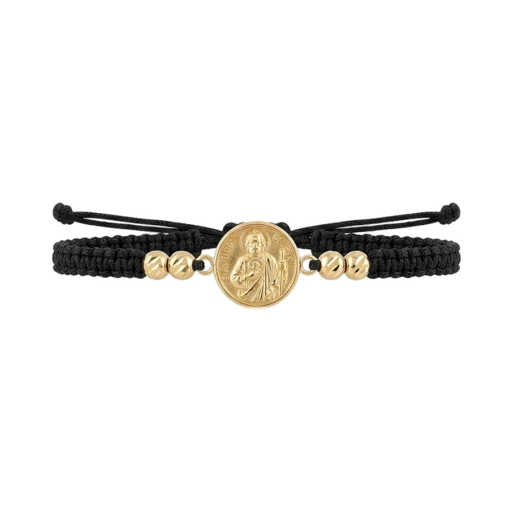 18K Saint Jude Black Cord Bracelet
