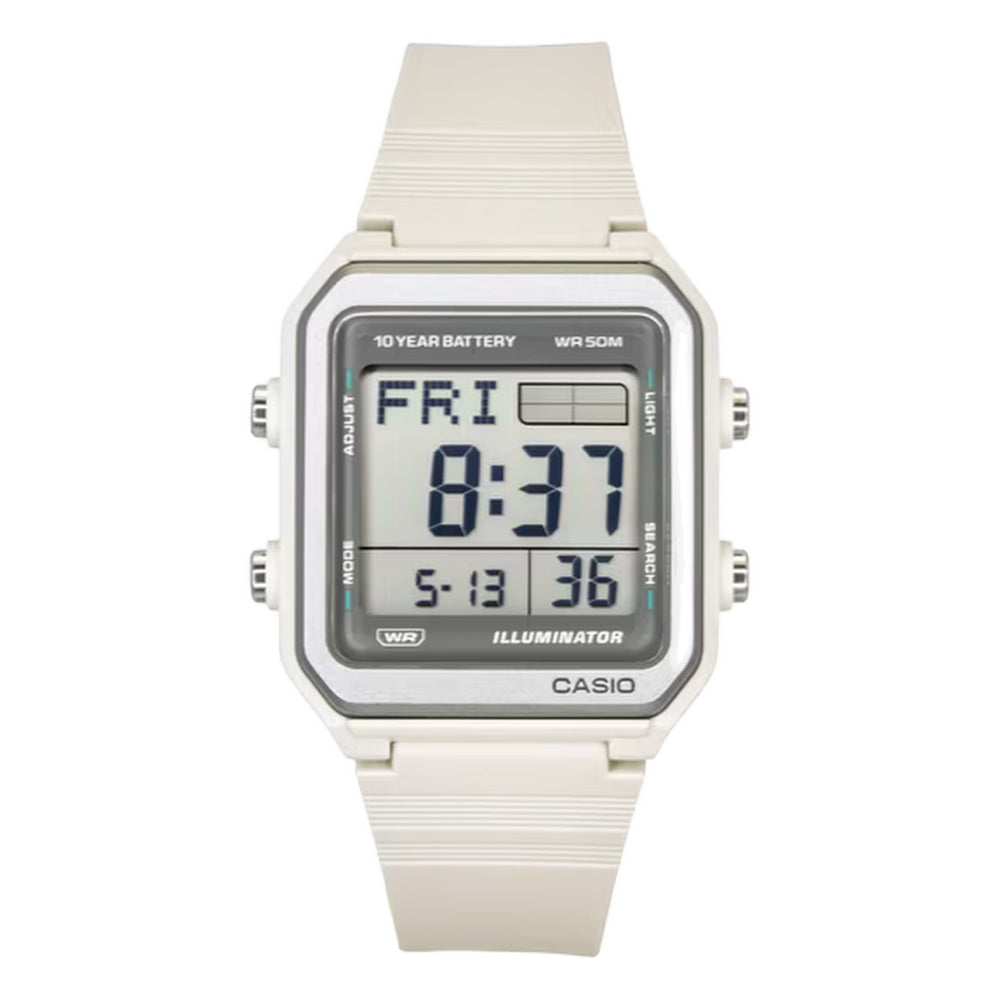 Casio Unisex Digital Watch – White Resin Strap