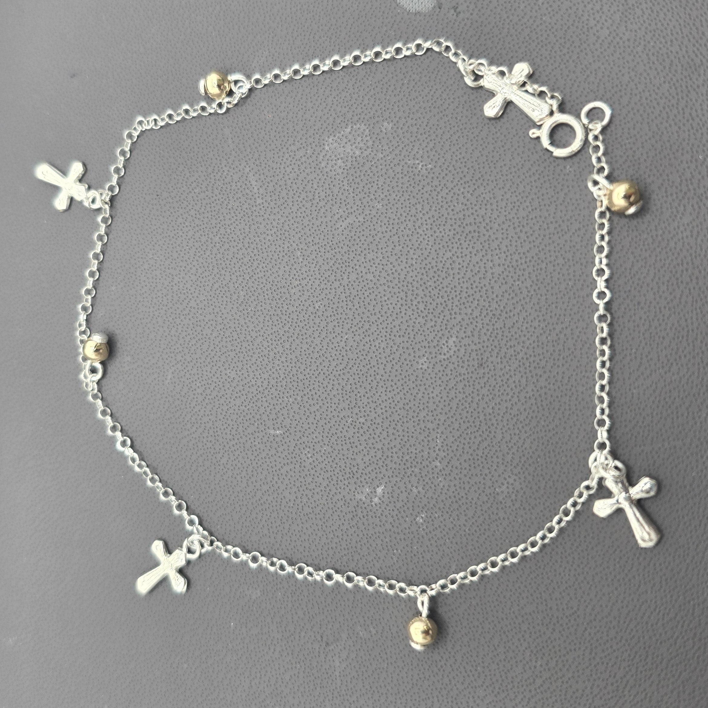 Pulsera de cruz de plata