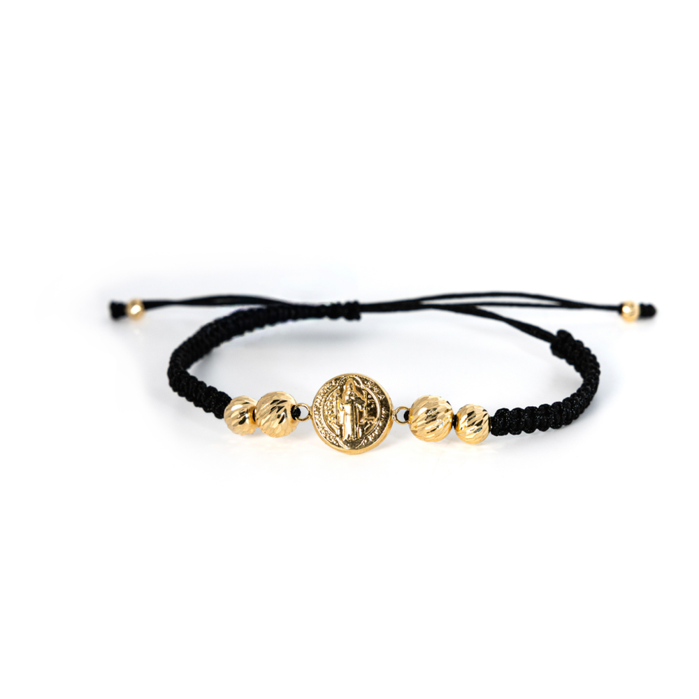 Benedict Bracelet in 18K Gold with Black Cord