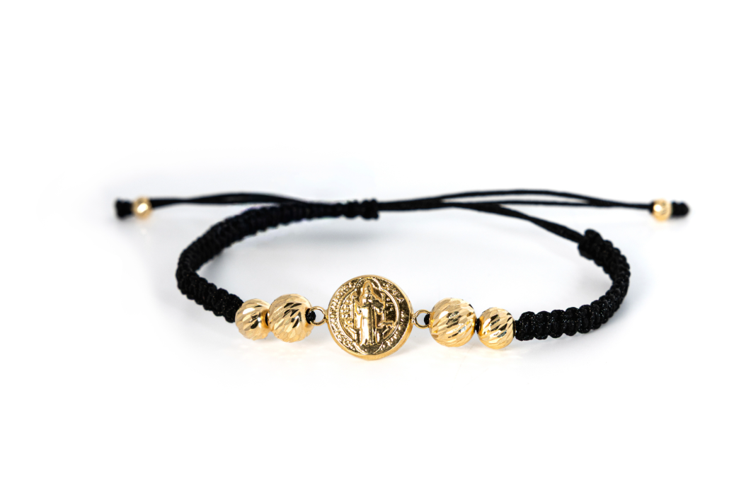 Benedict Bracelet in 18K Gold with Black Cord