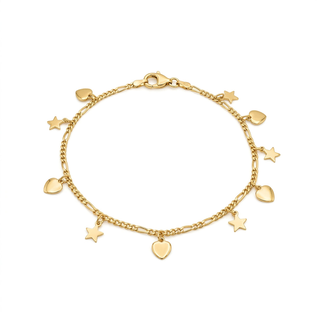 Tobillera corazones y estrellas