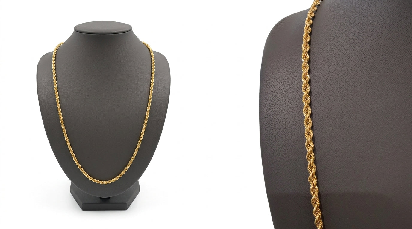 Cadena tejido rope 24" 18k