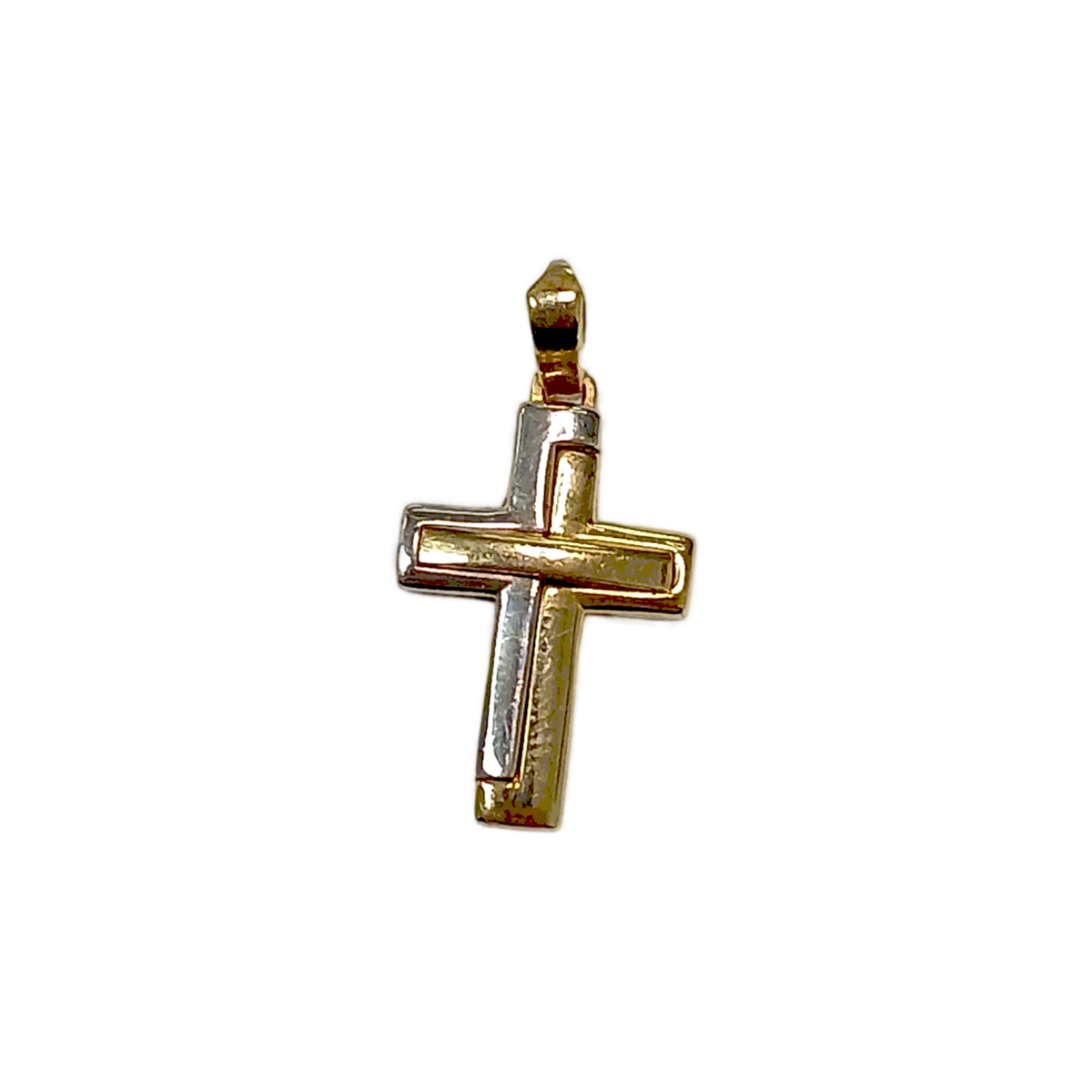 Colgante de cruz de dos tonos