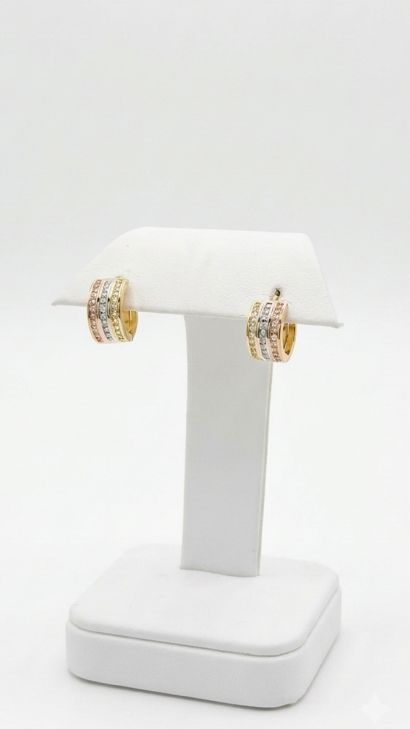 Aretes 3 Oros 14K