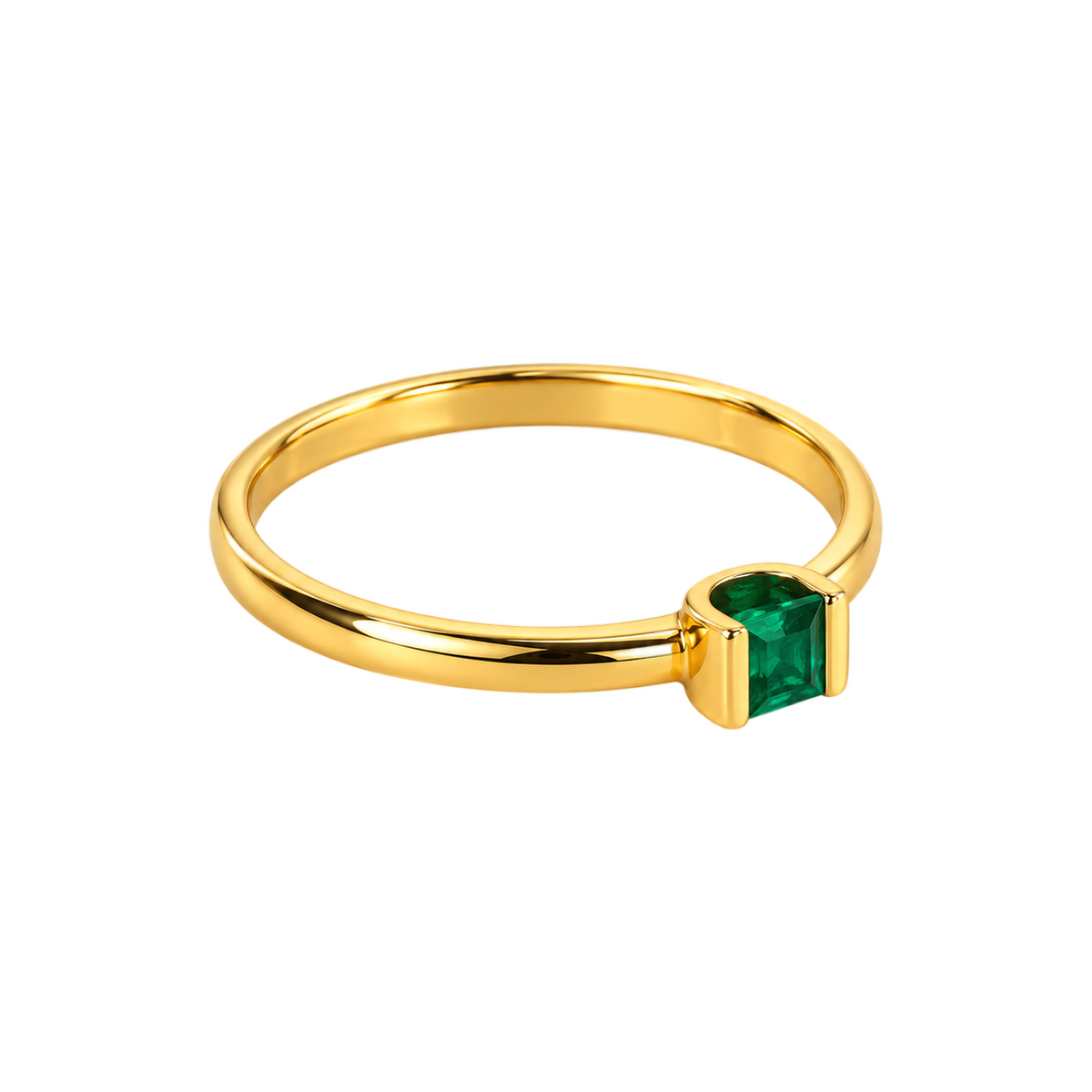 Anillo Esmeralda cuadrado 14K