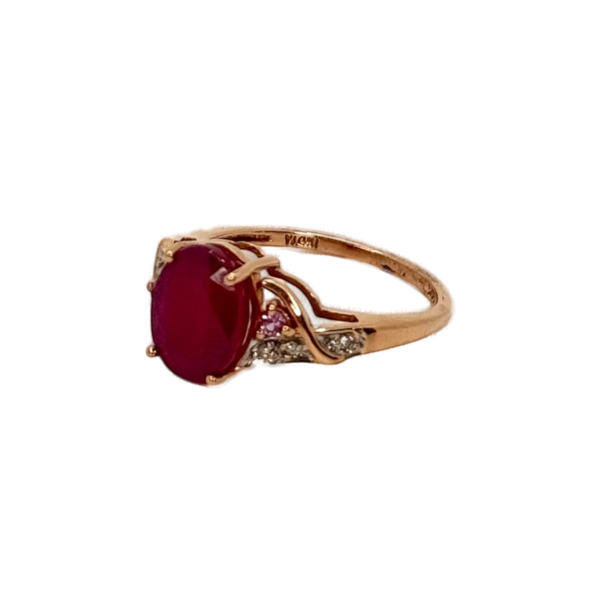 Anillo Mujer 14K Con Rubí natural