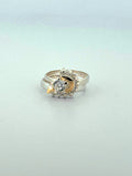 Moon & Star Double Ring in Silver with Gold Details