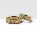Gold Diagonal Grooved Wedding Bands