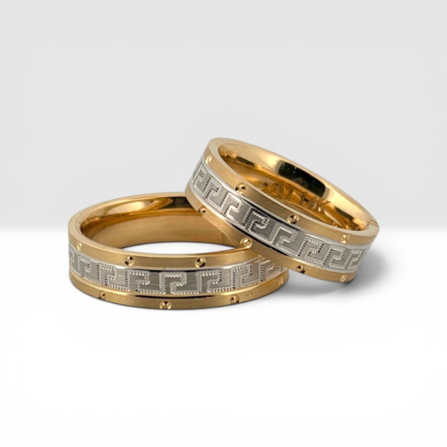 Gold Classic Greek Key Wedding Bands