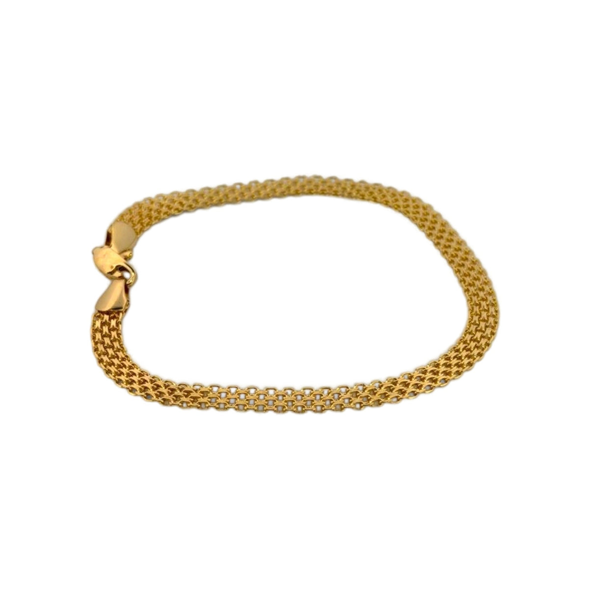 Pulsera ancha de malla de oro para mujer