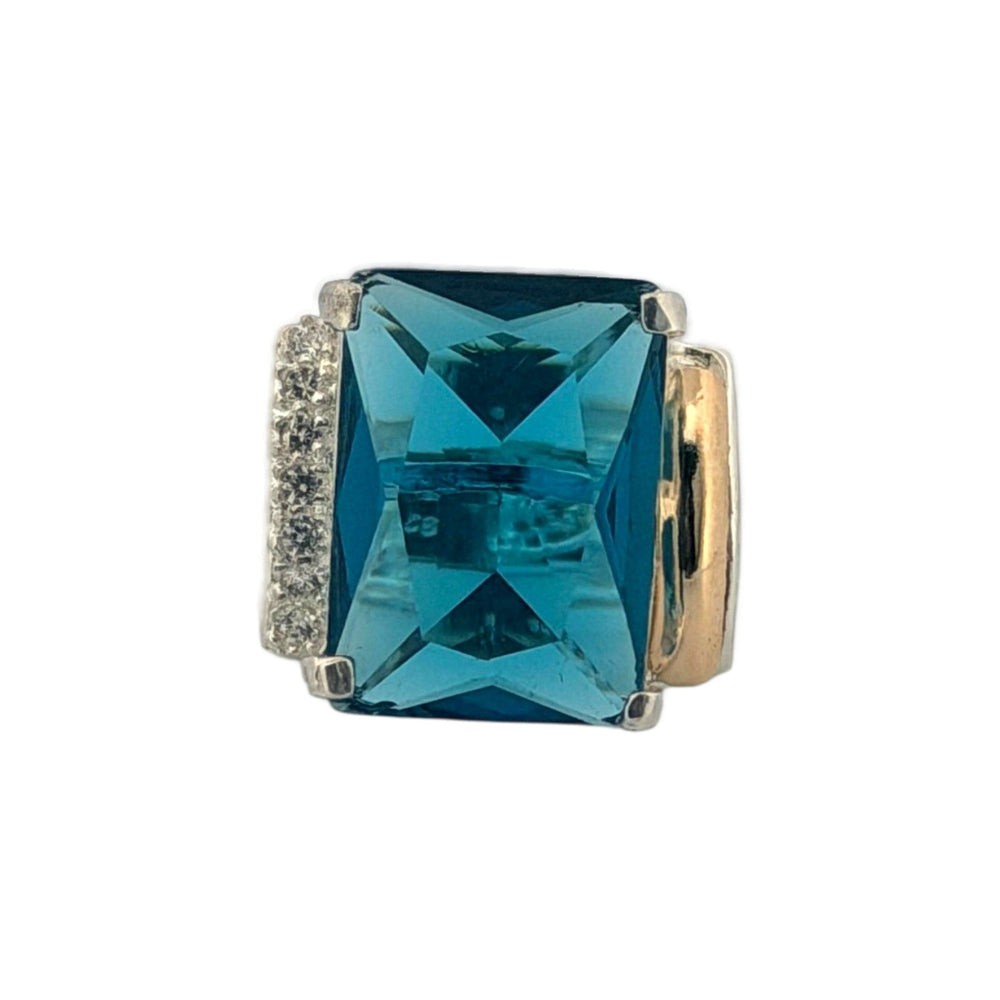 Ocean Blue Rectangular Statement Silver Ring
