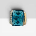 Ocean Blue Rectangular Statement Silver Ring