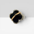 Noir Clover Silver Ring & Gold Accents
