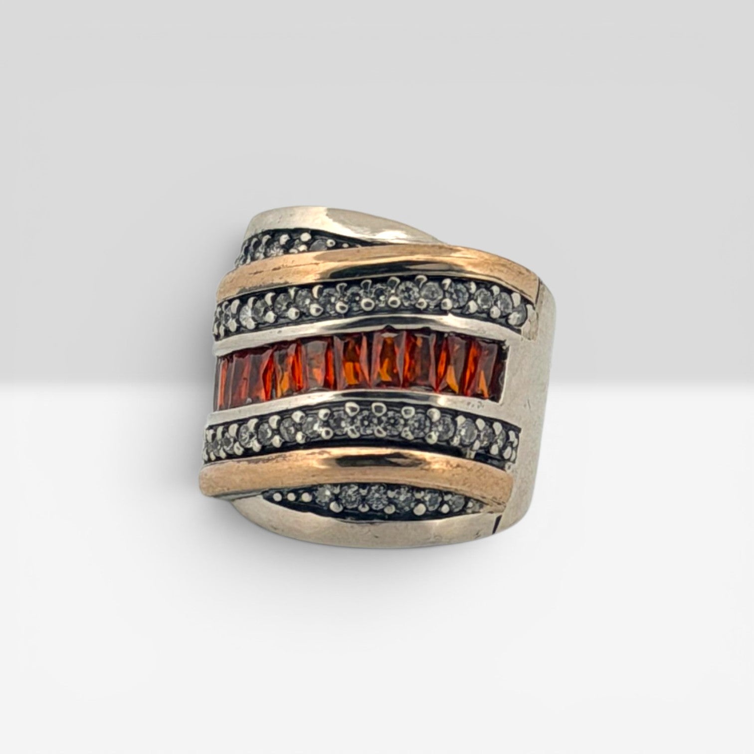 Sunset Elite Wide Band Silver Ring
