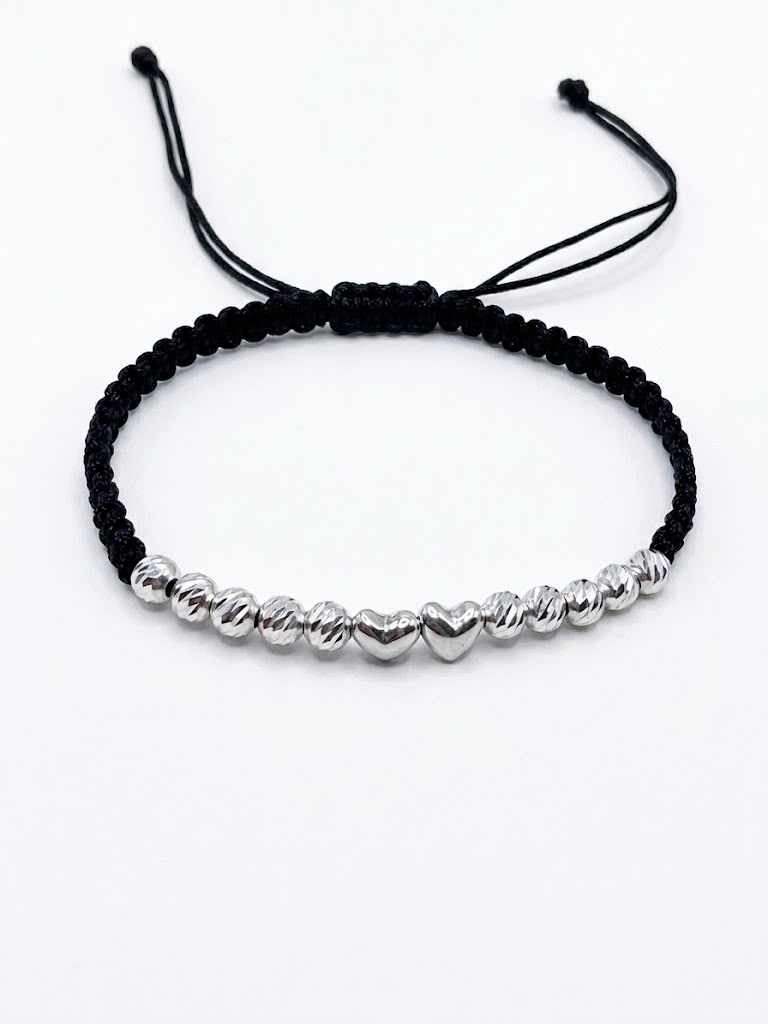 Pulsera tejida de balines de plata 925