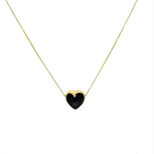 Collar de corazon negro de 18k