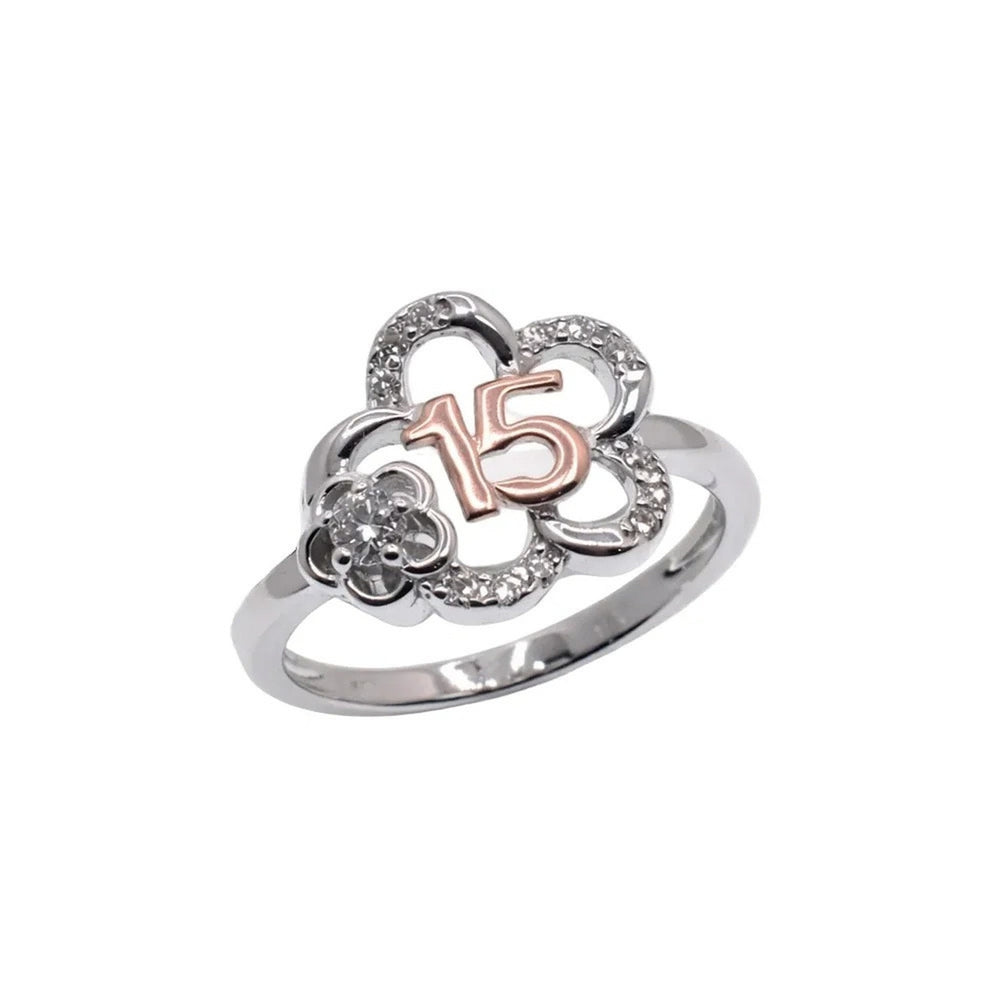 Two-Tone 925 Silver Quinceañera Ring