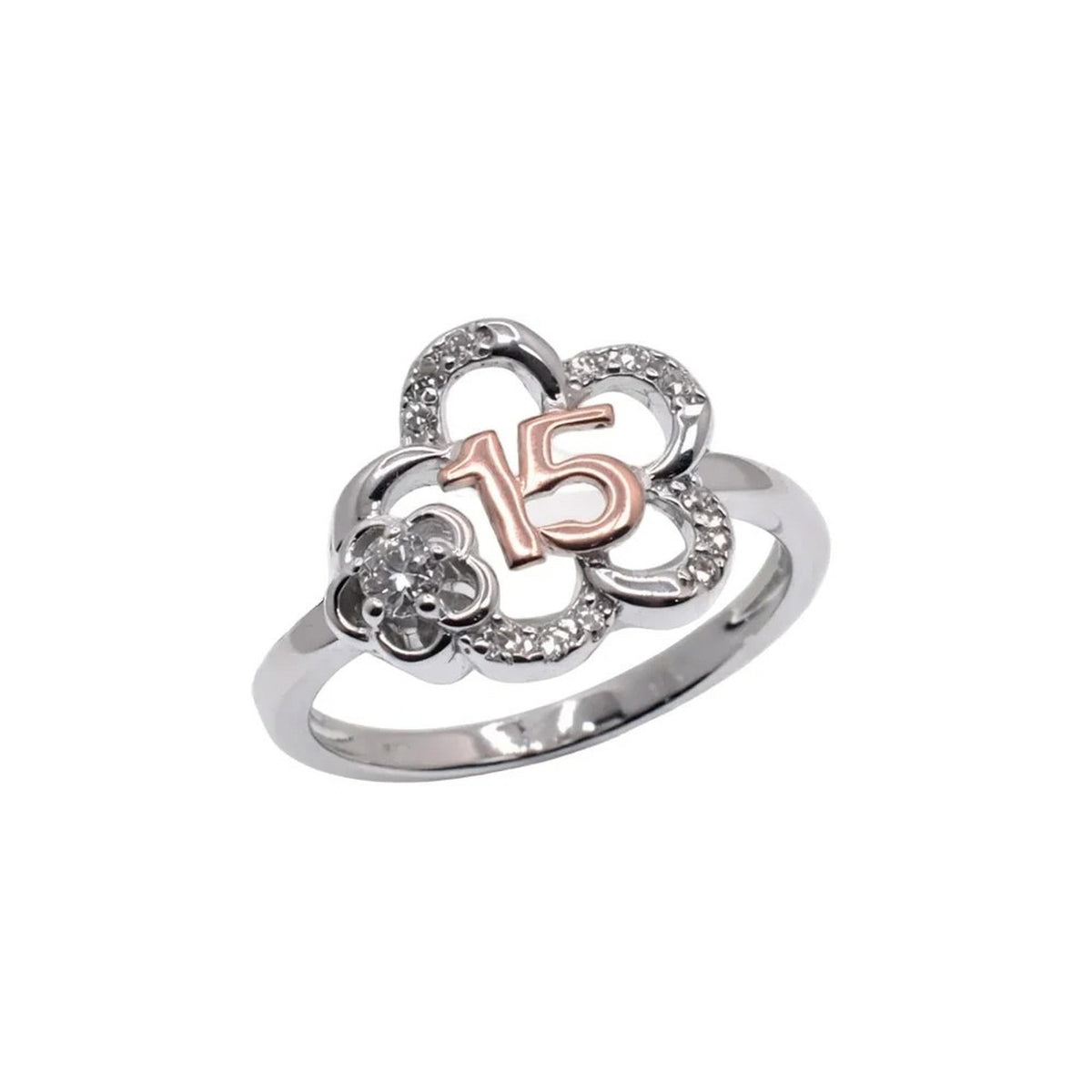 Anillo de quinceañera de plata 925 en dos tonos