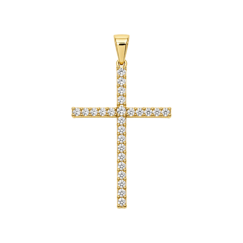 18K Cross Pendant with Stones