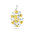 Dije de quinceañera ovalado de plata 925 en dos tonos