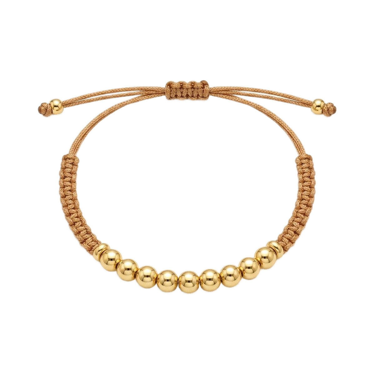 Beige Cord Bracelet with 18K Gold Beads