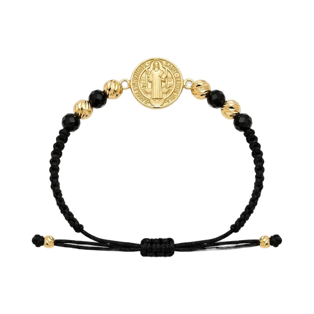 18K Gold San Benito Medal Bead Bracelet