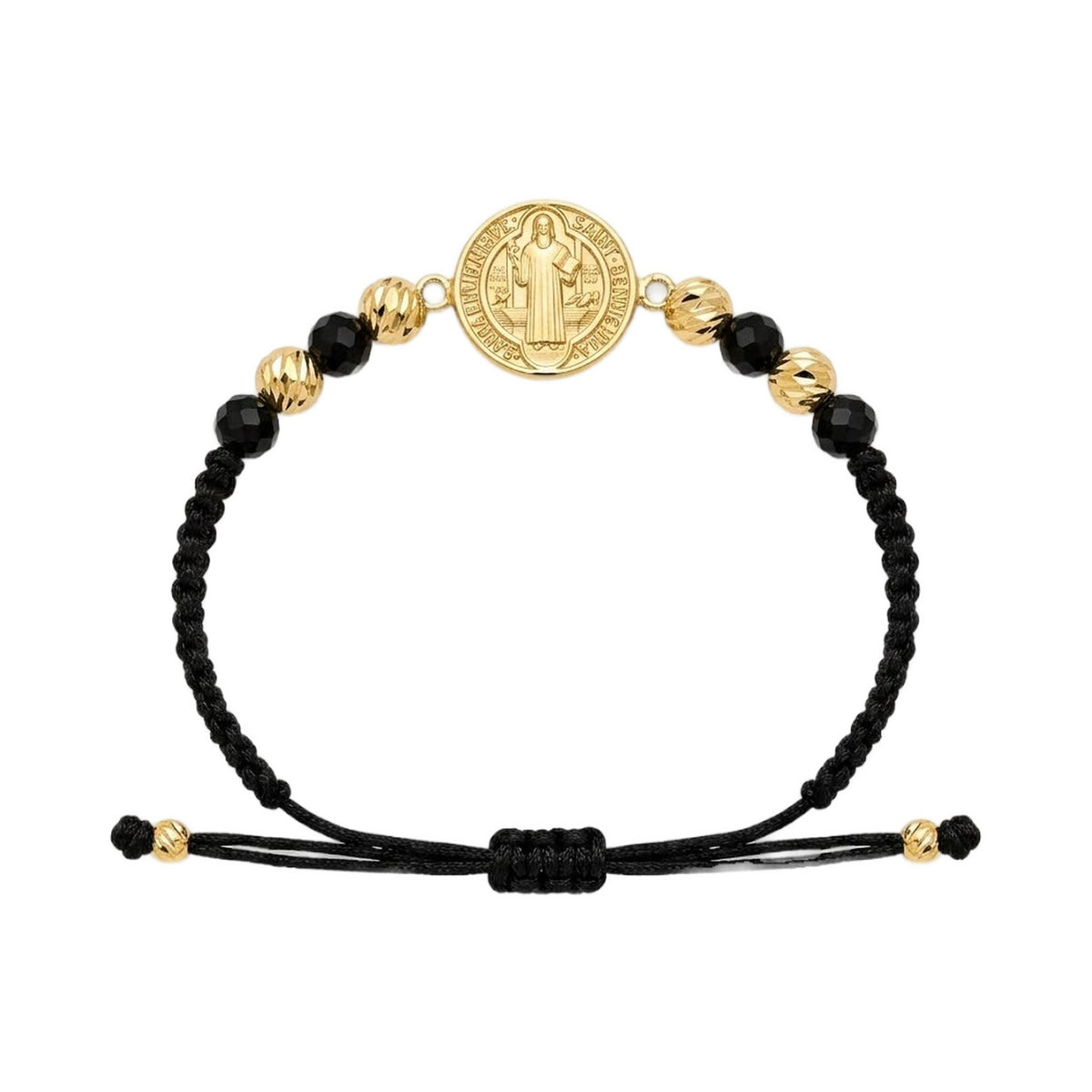 18K Gold San Benito Medal Bead Bracelet