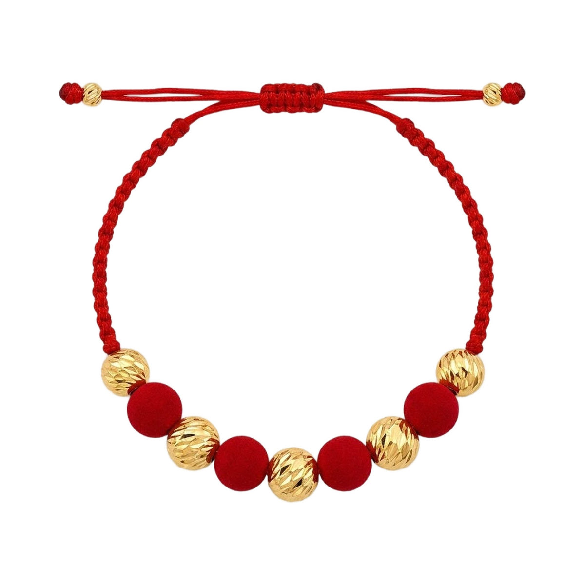 Red Thread Bracelet with Diamond-Cut 18K Gold Beads