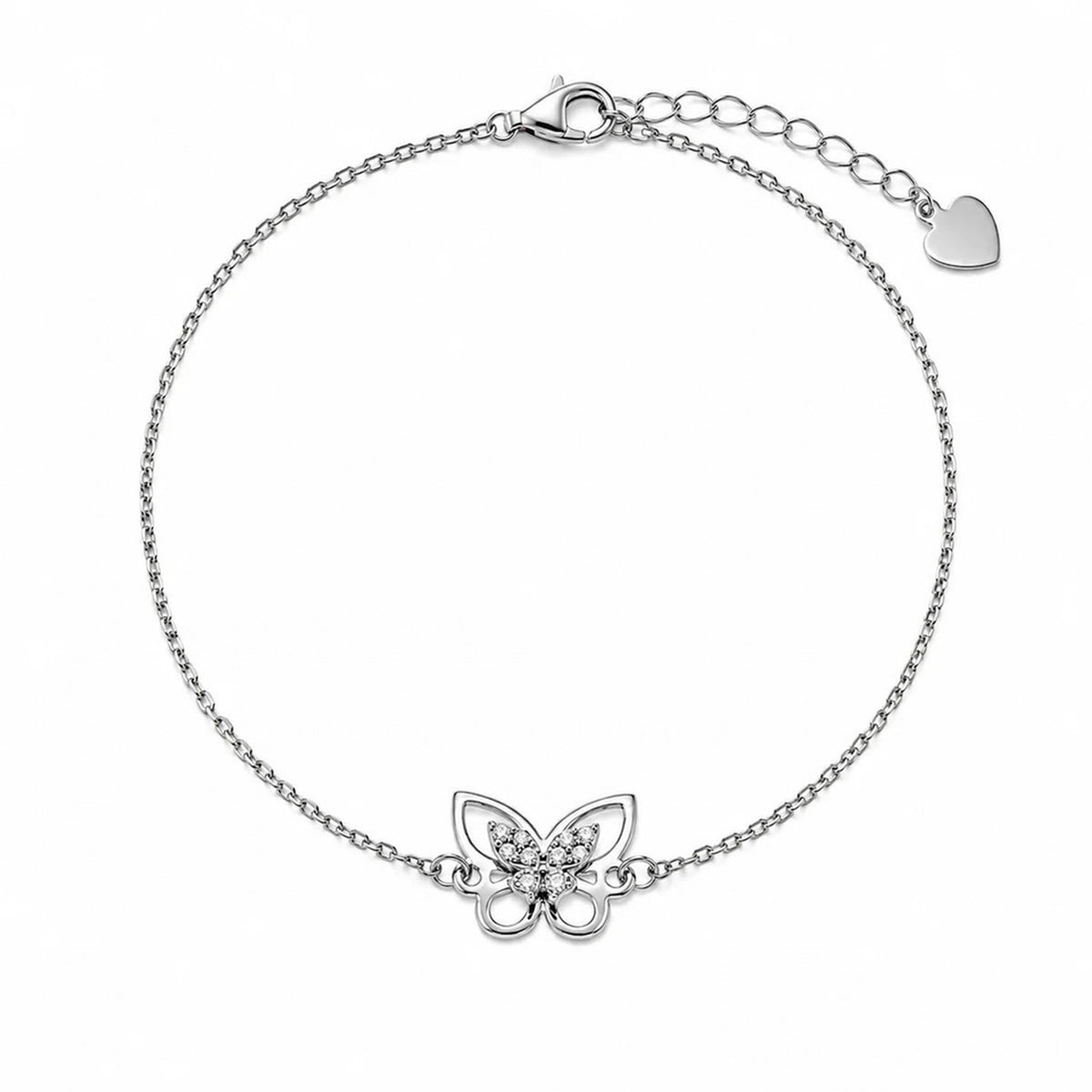 Pulsera de mariposa de plata 925 con moissanitas