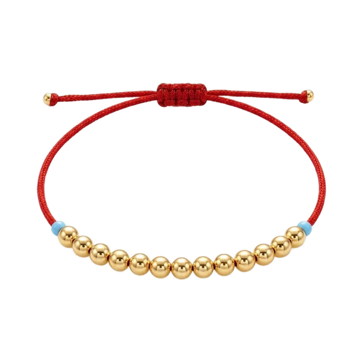 Red Protection Bracelet with 18K Gold Beads and Turquoise