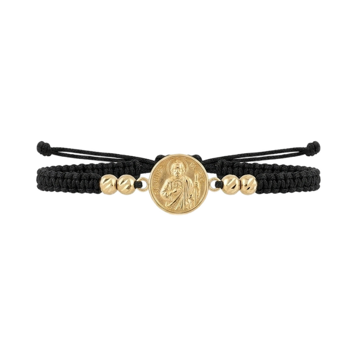 18K Saint Jude Black Cord Bracelet
