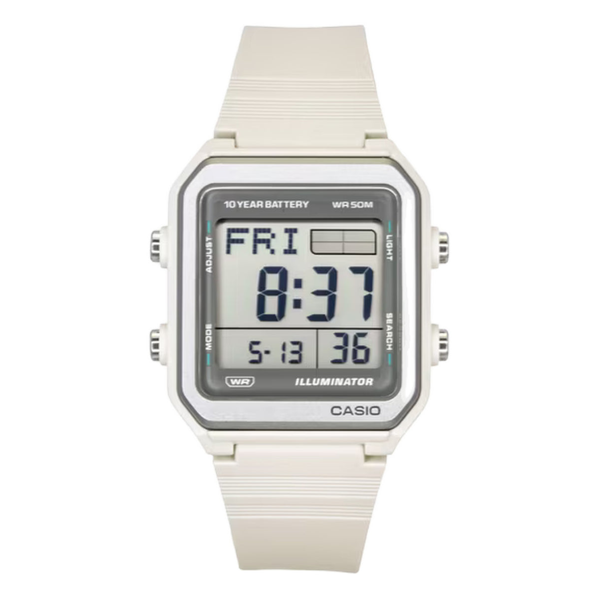Casio Unisex Digital Watch – White Resin Strap